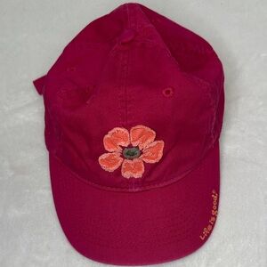 Life Is Good Floral Decal Baseball Cap Pink